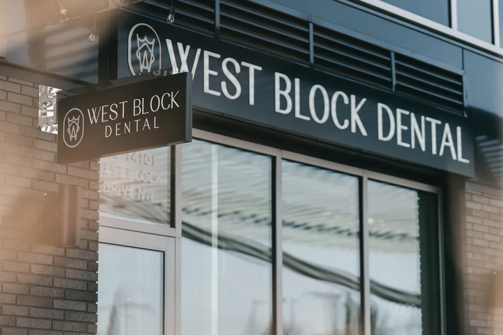 West Block Dental sign at 14101 West Block Drive NW, a short trip from Westmount, Edmonton